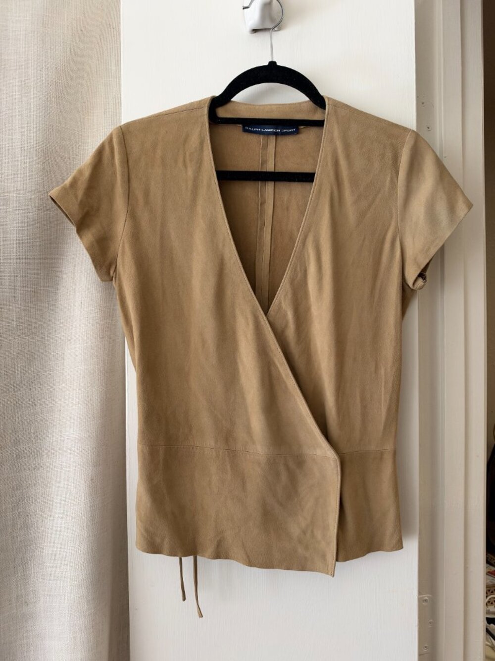 Ralph Lauren Camel Leather Wrap Top & Skirt Set - size 4